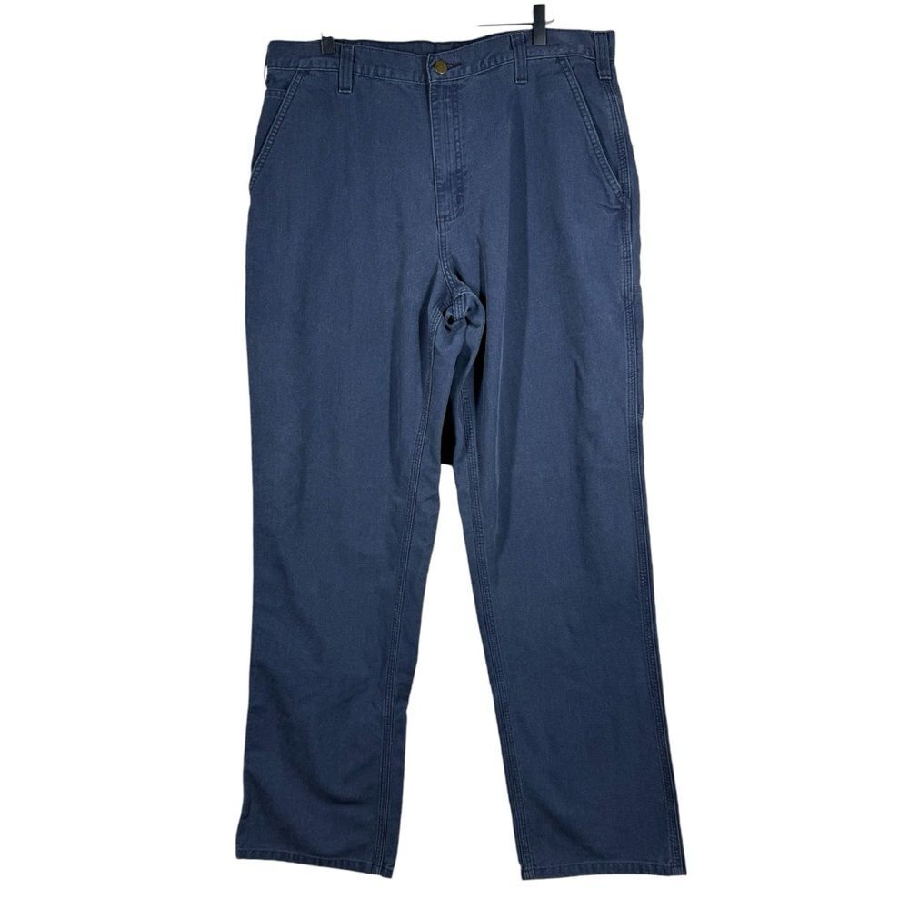 Carhartt Dungaree Fit Washed Duck Blue Utility Work Pants Carpenter B18 36 X 34